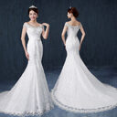 Fishtail wedding bride dress one word shoulder slim
