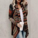 Autumn And Winter Medium Length Slim Fringe Striped