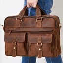 Genuine men''s bags retro business briefcase cowhide oblique