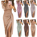 Ladies Bag Hip Neck Collar Dress Bright Crystal