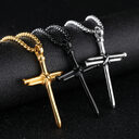 Titanium steel casting nails cross men's pendants necklace