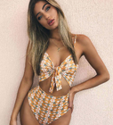 sexy tie knot print one-piece swimsuit ZC2520