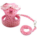 Chest harness pink bell dog leash small