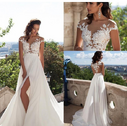 Bohemian wedding dress A word applique floor length
