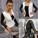 Female Outwear PU Leather Patchwork Spring Autumn Plaid