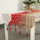 Christmas decorative linen print snowflake with tassel table