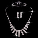 4 Pieces Rhinestones Necklace Set With Earrings Ring