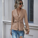 New V-Neck Tie Long-Sleeved Solid Color Small Suit