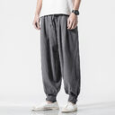 Chinese style cotton and linen casual trousers loose