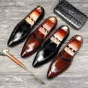 Shallow mouth men's shoes leather