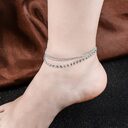 Hhyde 1Pc Multilayer Crystal Anklet Foot Chain Summer