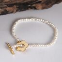 Sterling Silver Natural Pearl Flower Bracelet Handmade Irregular