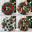 Christmas Artificial Pinecone Red Berries Wreath Front Door