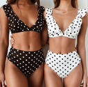 new hot Dot Floral border high waist swimsuit