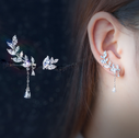 925 Silver Earrings sweet Korean female asymmetrical diamond