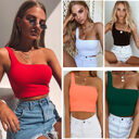 Summer Sexy One-shoulder Vest Crop Top Sleeveless T-Shirt