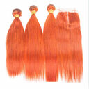 Color Human Hair Curtain Orange