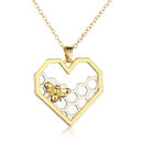 Honeycomb Bee Heart Pendant Necklaces For Women Gold