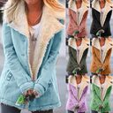 Women Plus Size Warm Coats Composite Plush Button