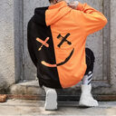 Men's Sweater Stitching Hit Color Hooded