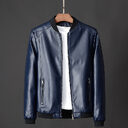 Leather jacket slim men's