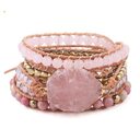 Natural Stone Bracelet Quartz Leather Wrap Bracelets