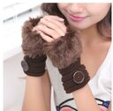 Faux rabbit fur warm fingerless wool winter knitted