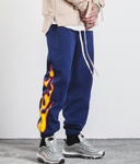 Hop Pants Flame Print Women Men Red Black