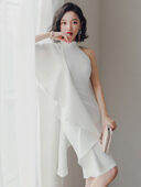 Party white short evening dress