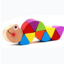 Montessori Educational Wooden Toys Colorful Caterpillars Kid Finger