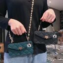Luxury Women's Mobile Phone Case With Inclined Chain