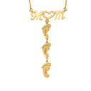 Personalized Inlay MOM Necklace with Baby Feet Name