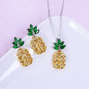 Crystal Pineapple Earrings Necklace Set Coconut Tree