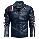 Men's leather short embroidered slim-fit youth lapel jacket