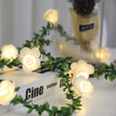 Rose Flower Vine String LED Lights Decoration Green