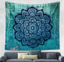 Indian Mandala Tapestry Green Blue Flower Beautiful Wall