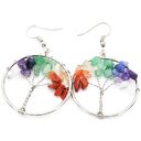 Natural Crystal Crushed Stone Tree Wishing Earrings Jewelry