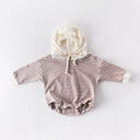 Ins Autumn Baby Striped Clothes Hooded One-piece Hatching