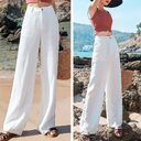 Loose And Thin Cotton Linen Women's Drape High-waist