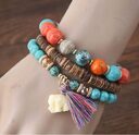 Baby Elephant Tassel Wood Beads Beaded Multi-Layer Temperament