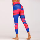 Blue&Red Digital Print yoga pants High waist Contrast