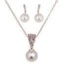 Bride Rhinestone Pearl Earrings Necklace Set Banquet Dress