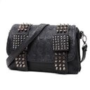Fashion Women Black Leather Messenger Bags Vintage Cool