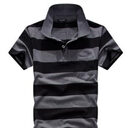 Collar Striped Short Sleeved T-shirt Men's Real Pocket