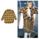 Men T-shirt grid yellow black coat