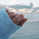 Simple Wavy Couple Ring Creative Glossy Geometric Tanabata