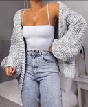 Fashion Women Winter Faux Mohair Knitted Sweater Loose
