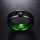Matte Green Zircon Men Ring Tungsten Carbide Wedding