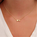 Peach Heart Shaped Letter Necklace Clavicle Chain