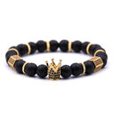 Natural stone micro crown inlaid copper bracelet white